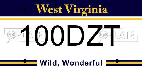 100DZT West Virginia License Plate