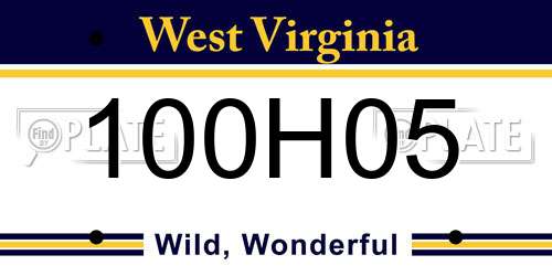 100H05 West Virginia License Plate