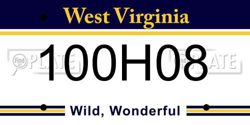 100H08 West Virginia License Plate