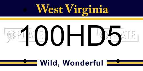 100HD5 West Virginia License Plate