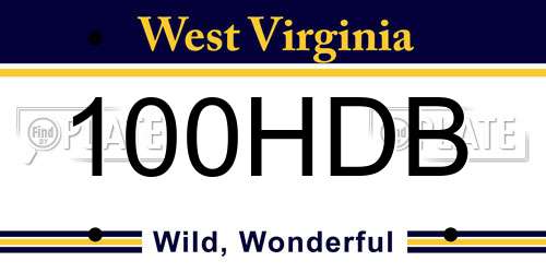 100HDB West Virginia License Plate
