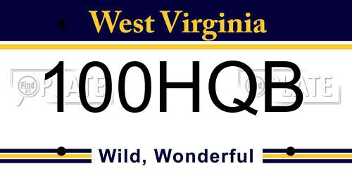 100HQB West Virginia License Plate