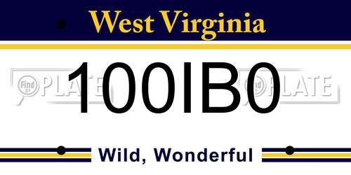 100IB0 West Virginia License Plate