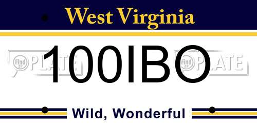 100IBO West Virginia License Plate