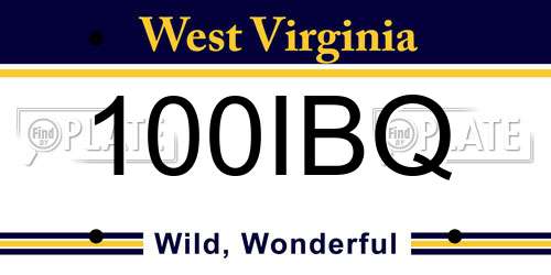 100IBQ West Virginia License Plate
