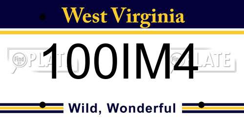 100IM4 West Virginia License Plate