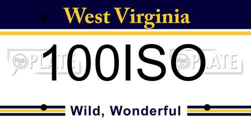 100ISO West Virginia License Plate