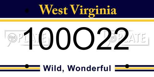 100O22 West Virginia License Plate