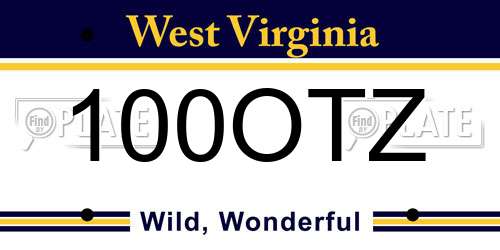 100OTZ West Virginia License Plate