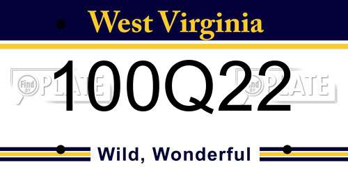 100Q22 West Virginia License Plate