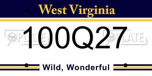 100Q27 West Virginia License Plate