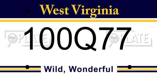 100Q77 West Virginia License Plate