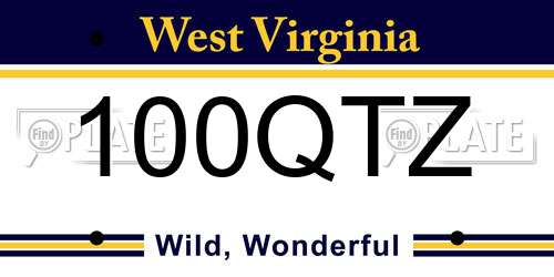 100QTZ West Virginia License Plate