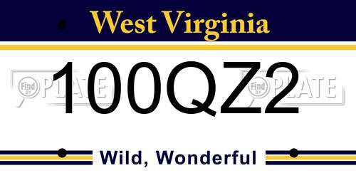 100QZ2 West Virginia License Plate