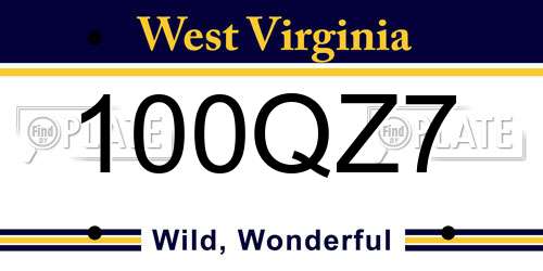 100QZ7 West Virginia License Plate