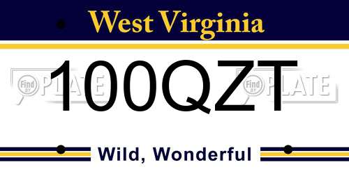 100QZT West Virginia License Plate