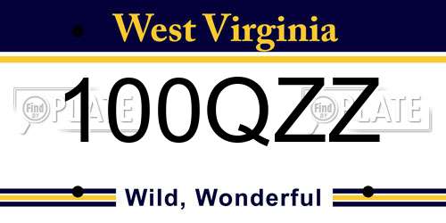 100QZZ West Virginia License Plate