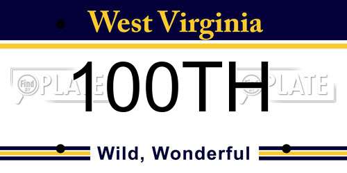 100TH West Virginia License Plate