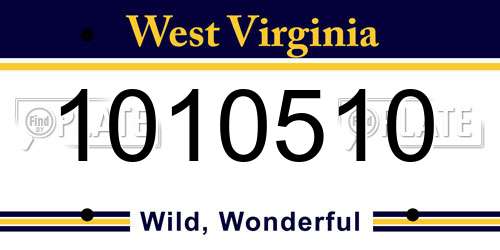 1010510 West Virginia License Plate