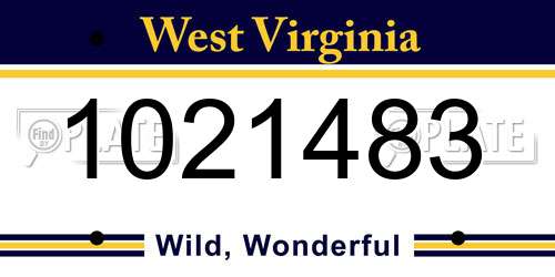 1021483 West Virginia License Plate