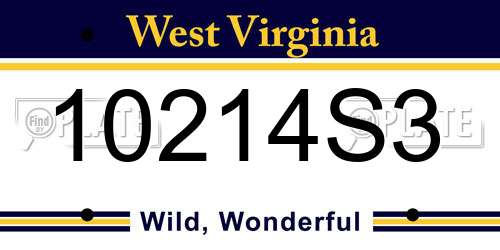 10214S3 West Virginia License Plate