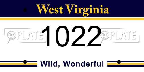 1022 West Virginia License Plate
