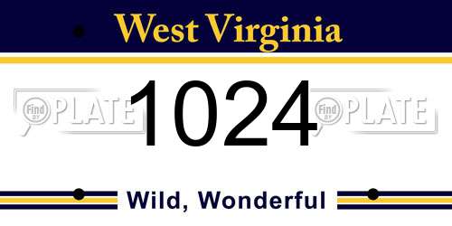 1024 West Virginia License Plate