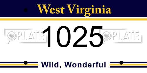 1025 West Virginia License Plate