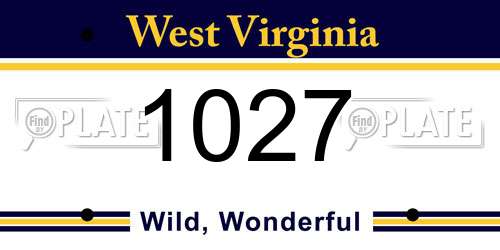 1027 West Virginia License Plate