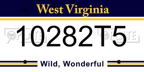 10282T5 West Virginia License Plate