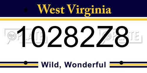 10282Z8 West Virginia License Plate