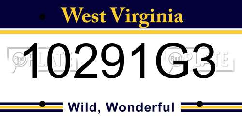10291G3 West Virginia License Plate