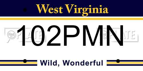 102PMN West Virginia License Plate
