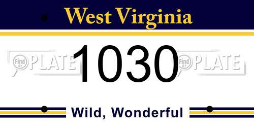 1030 West Virginia License Plate