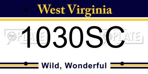 1030SC West Virginia License Plate