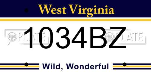 1034BZ West Virginia License Plate