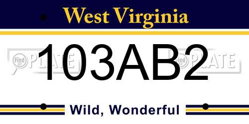 103AB2 West Virginia License Plate