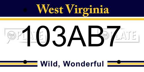 103AB7 West Virginia License Plate