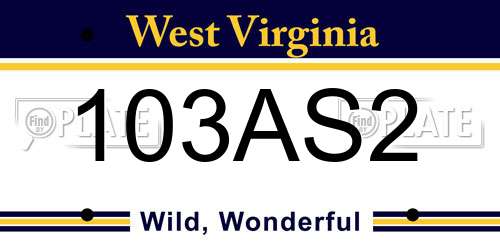 103AS2 West Virginia License Plate