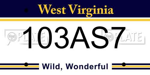 103AS7 West Virginia License Plate