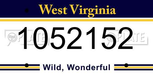 1052152 West Virginia License Plate