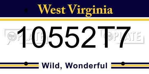 10552T7 West Virginia License Plate