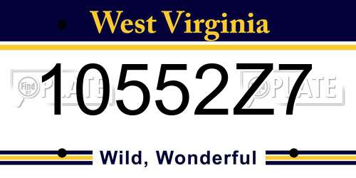 10552Z7 West Virginia License Plate