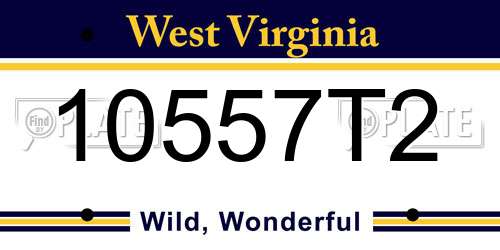10557T2 West Virginia License Plate