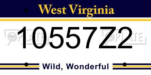 10557Z2 West Virginia License Plate