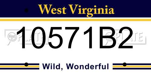 10571B2 West Virginia License Plate