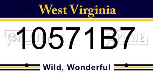 10571B7 West Virginia License Plate