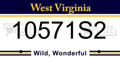 10571S2 West Virginia License Plate