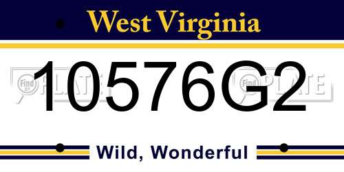 10576G2 West Virginia License Plate