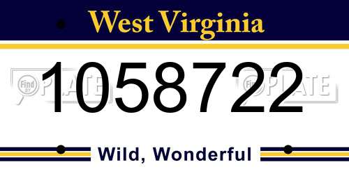 1058722 West Virginia License Plate